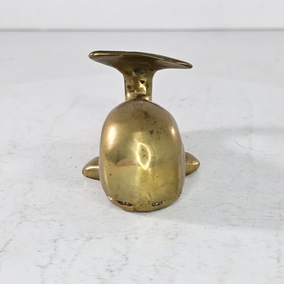 Whale Shaped Solid Brass Figurine Paperweight Miniature Figure 3.25 Inches Long - Picture 3 of 8